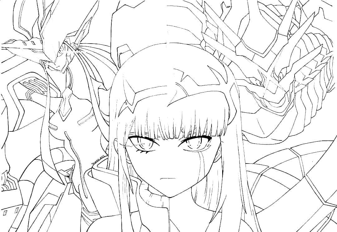 Desenho deZero Two Irritada para colorir