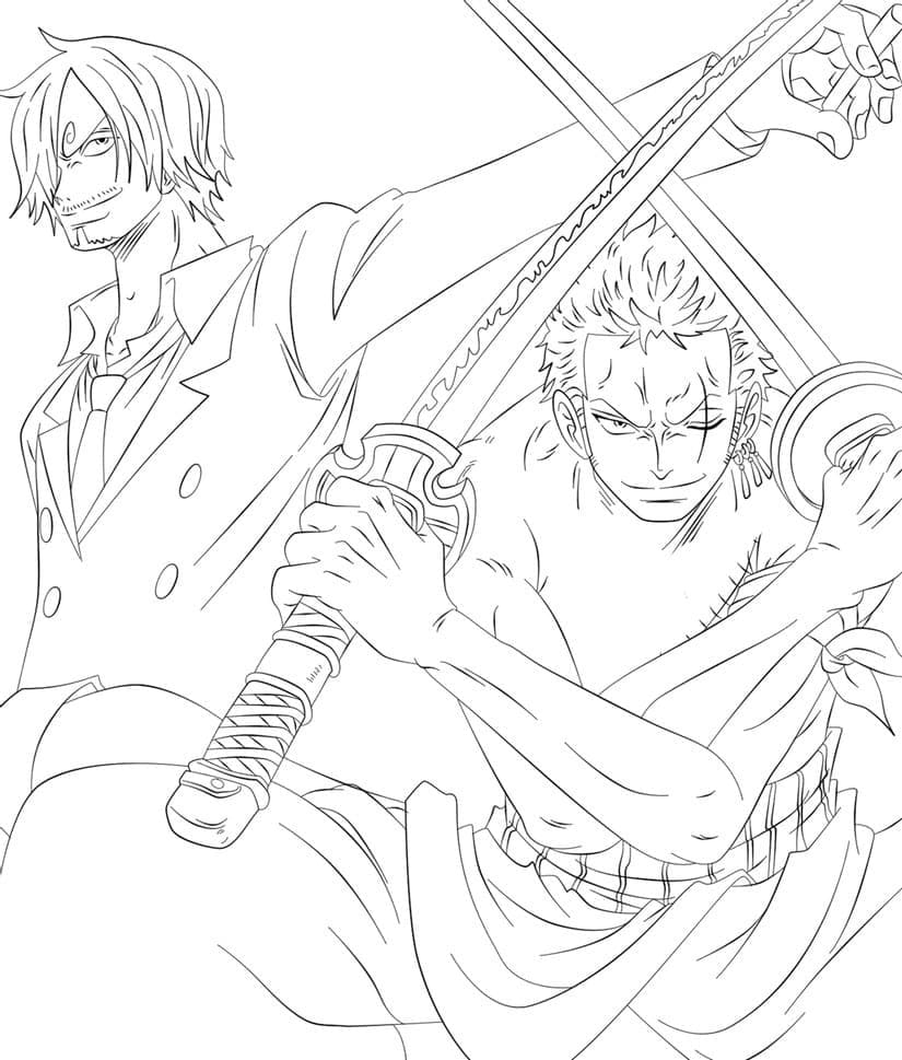 Desenho deZoro e Sanji para colorir