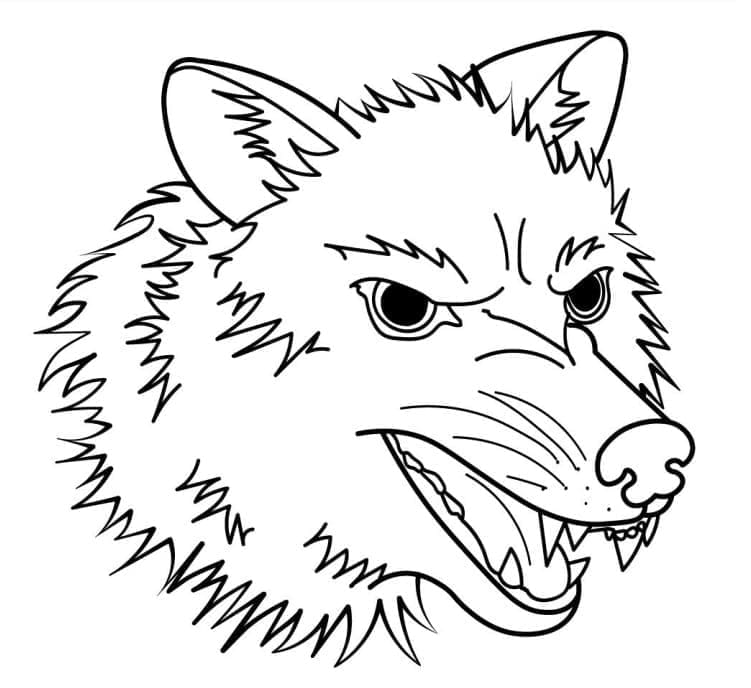 Desenho de Cabeça de Lobo para colorir