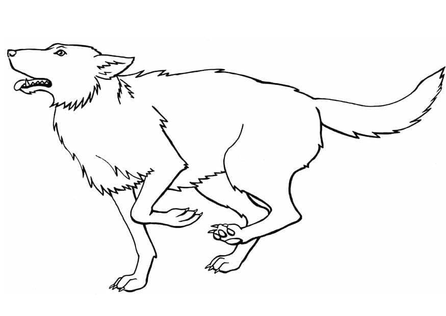 Desenho de Um Lobo Correndo para colorir