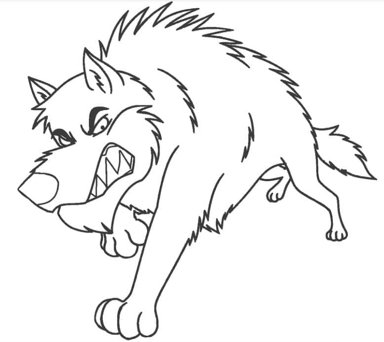 Desenho de Um Lobo Irritado para colorir