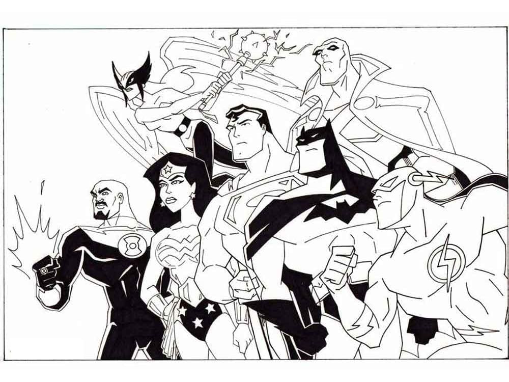 Desenho deMembros da Liga da Justiça para colorir