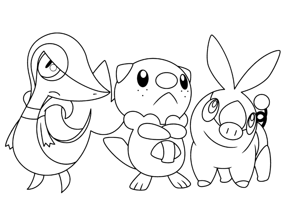 Desenho deSnivy Oshawott Tepig para colorir