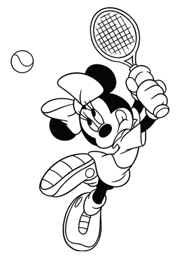 Desenho deMinnie Mouse Jogando Tênis para colorir