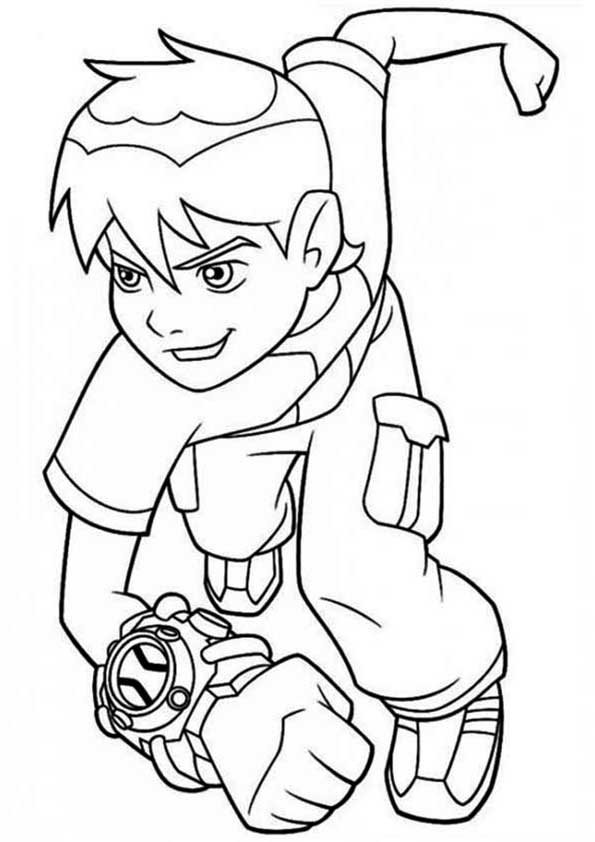 Desenho deBen e Omnitrix para colorir