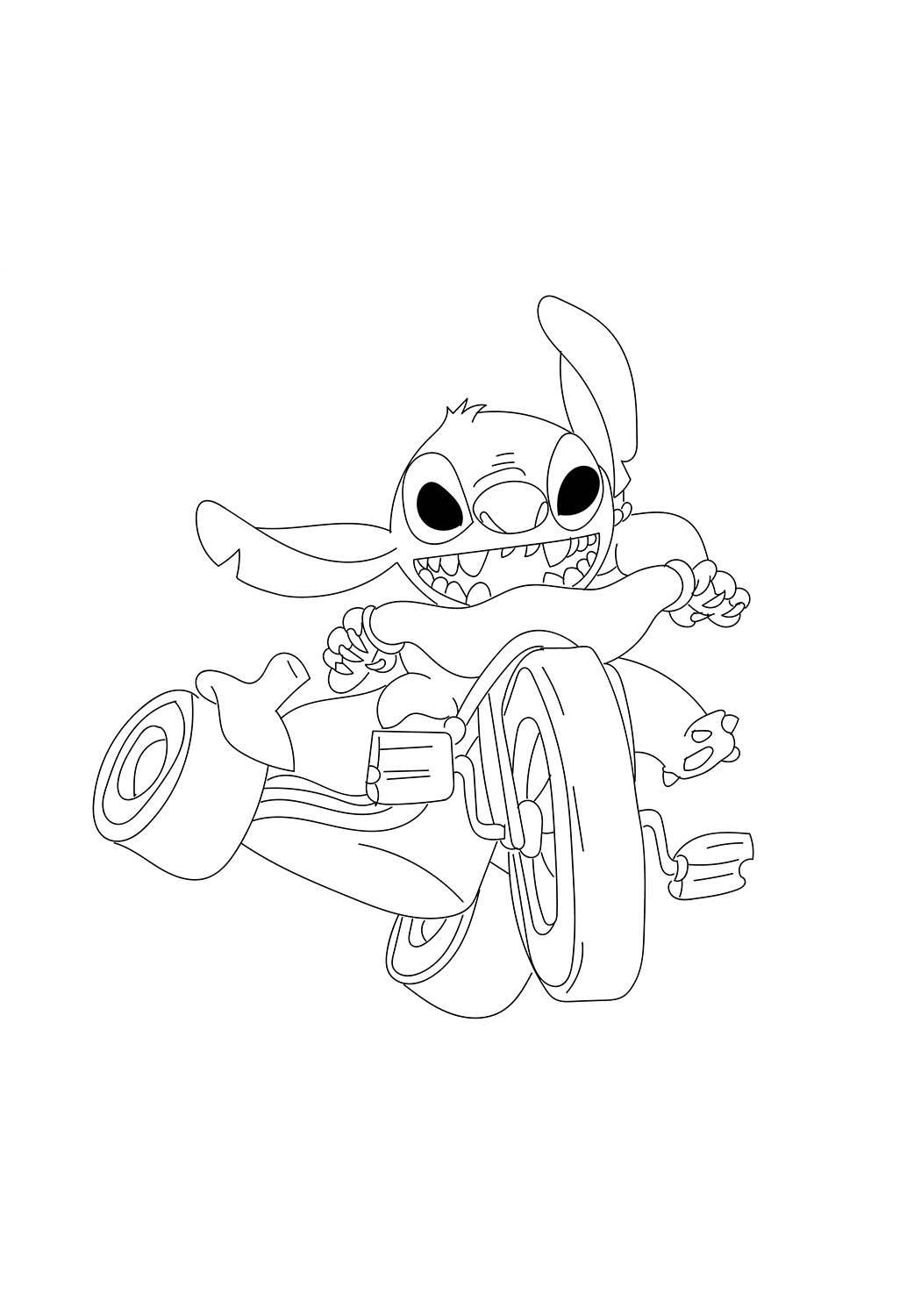 Desenho de Ciclismo de Stitch para colorir