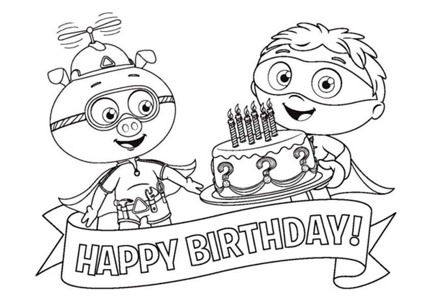 Desenho deFeliz Aniversário Super Why para colorir