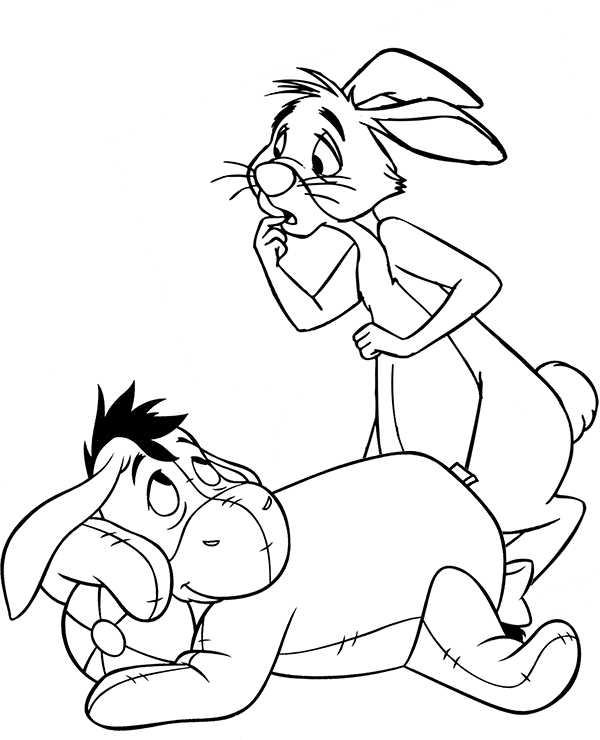 Desenho deEeyore e Coelho para colorir