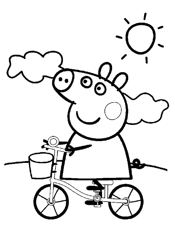 Desenho de Ciclismo Peppa para colorir