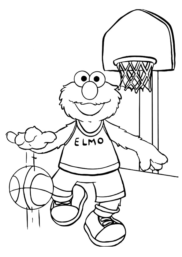 Desenho deElmo Jogando Basquete para colorir