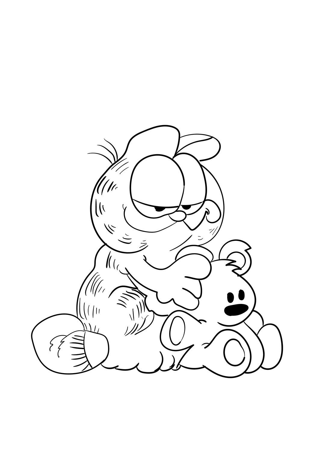 Desenho deGarfield e Pooky para colorir