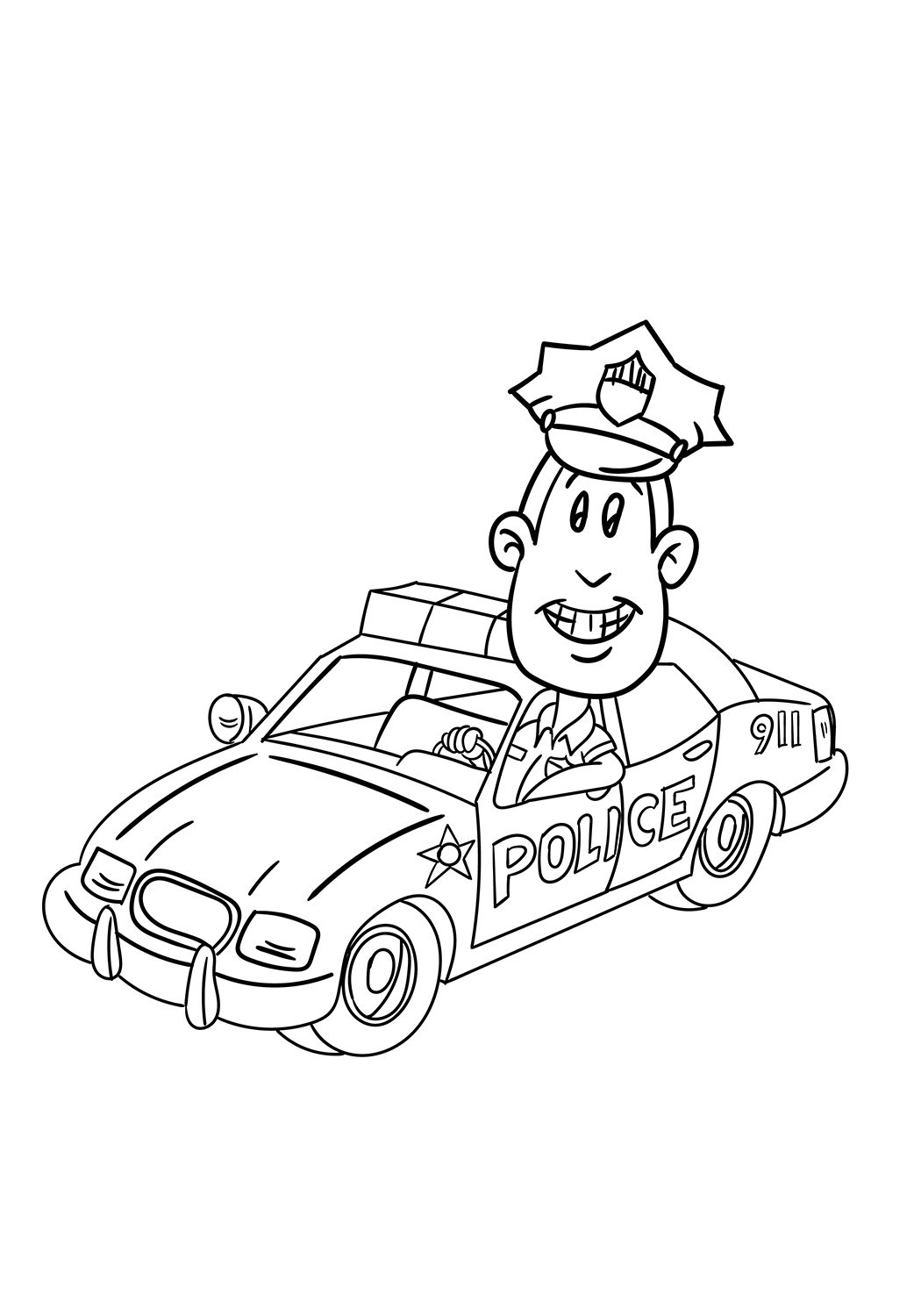 Desenho deO Policial no Carro para colorir