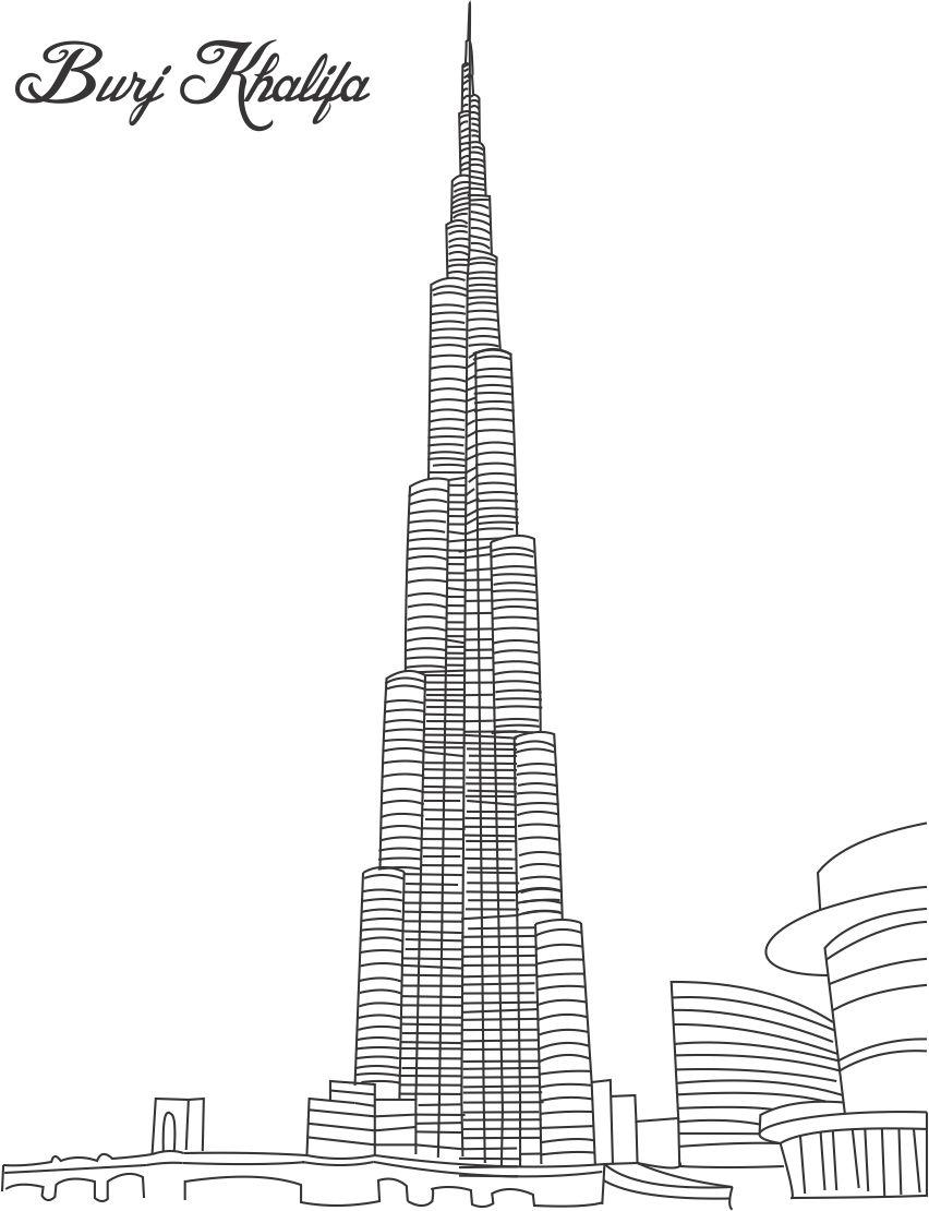 Desenho deTorre Burj Khalifa para colorir