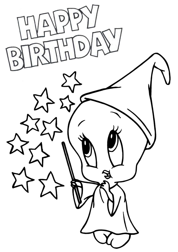 Desenho deAniversário Tweety Bonito para colorir