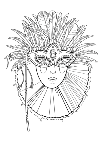 Desenho deSenhora em Máscara Carnaval para colorir