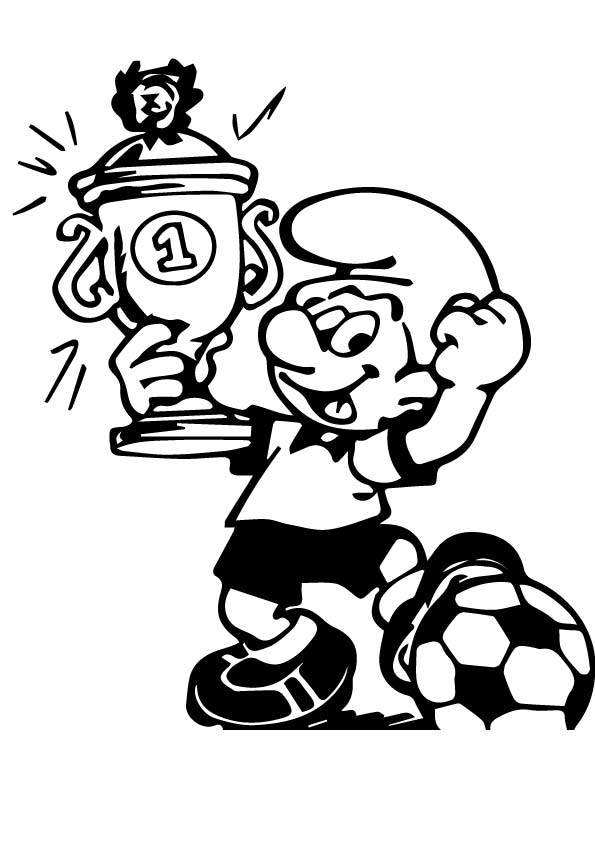 Desenho deSmurf Ganhou No Futebol para colorir