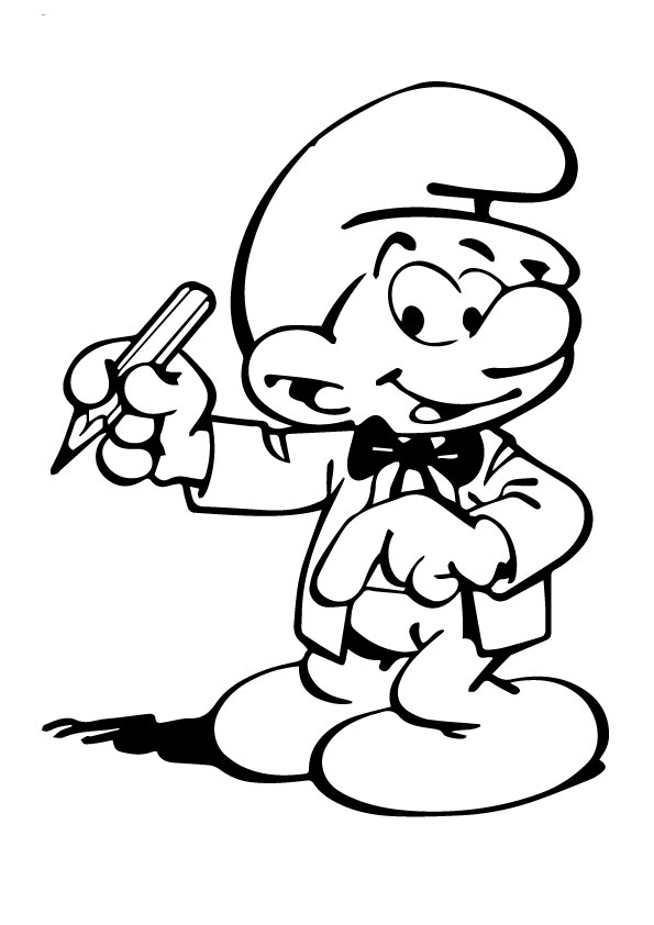 Desenho deSmurf Está Pronto Para Escrever para colorir