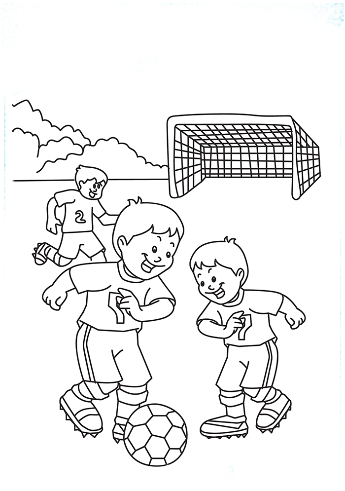 Desenho deOs Meninos Jogando Futebol para colorir