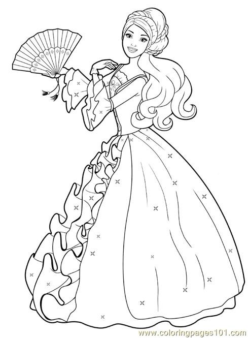 Desenho deBarbie com Um Fã para colorir