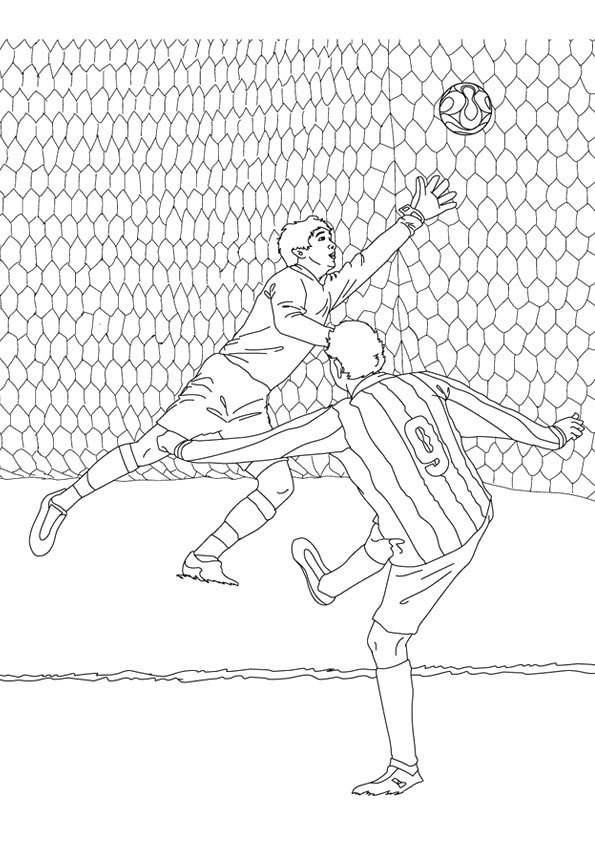 Desenho deJogador de Futebol Marcando Um Gol para colorir