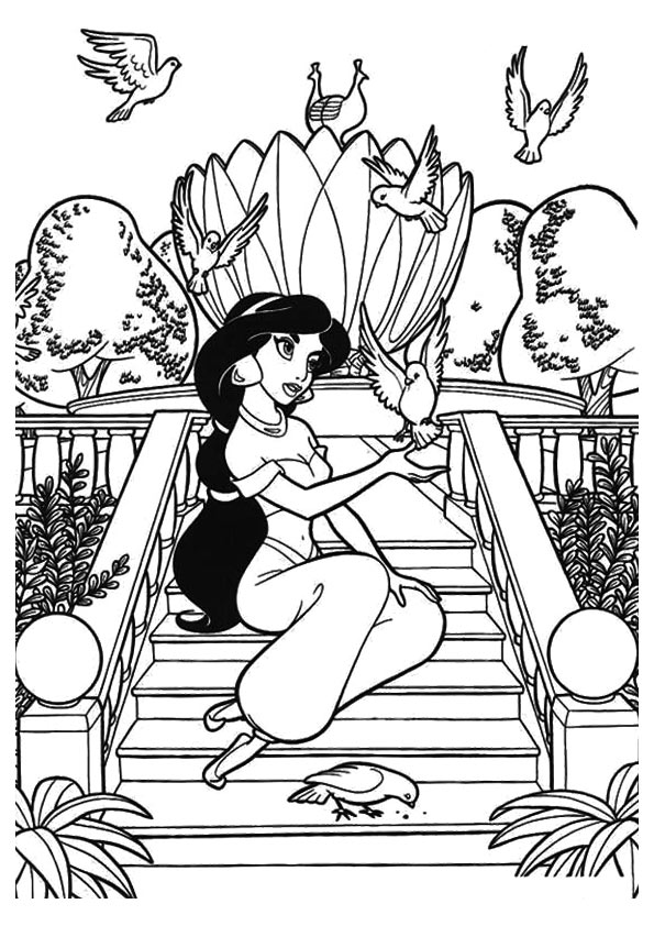 Desenhos de Princesa Jasmine para colorir