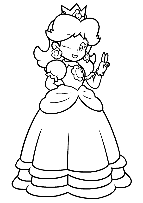 Desenho dePrincesa Peach Feliz para colorir