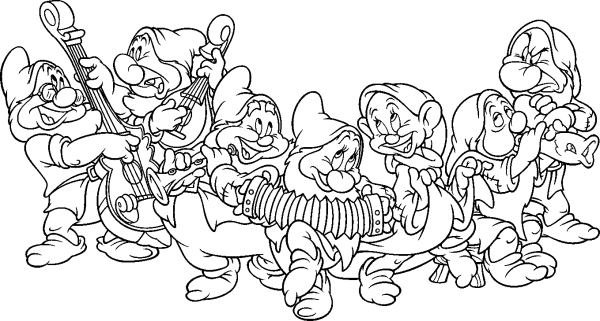 Desenho deSete Anões Em Branca de Neve para colorir