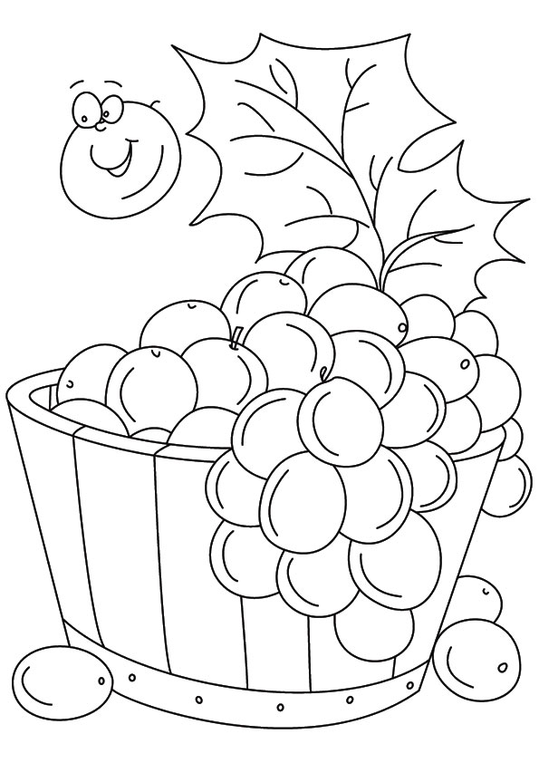 Desenho deUm Balde de Uvas para colorir