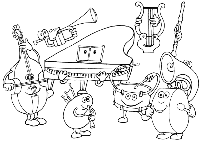 Desenho de Instrumentos de Música Dos Desenhos Animados para colorir