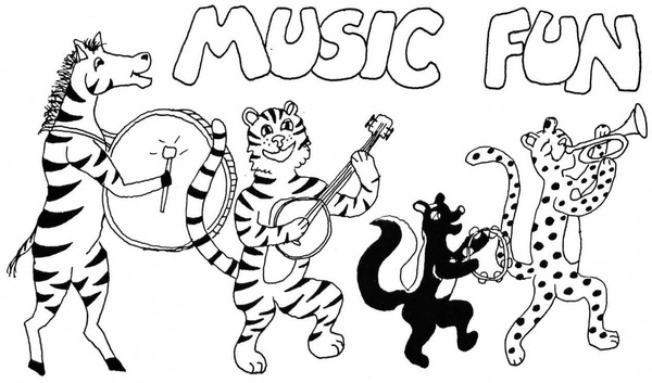 Desenho de Animais Tocando Instrumentos Musicais para colorir