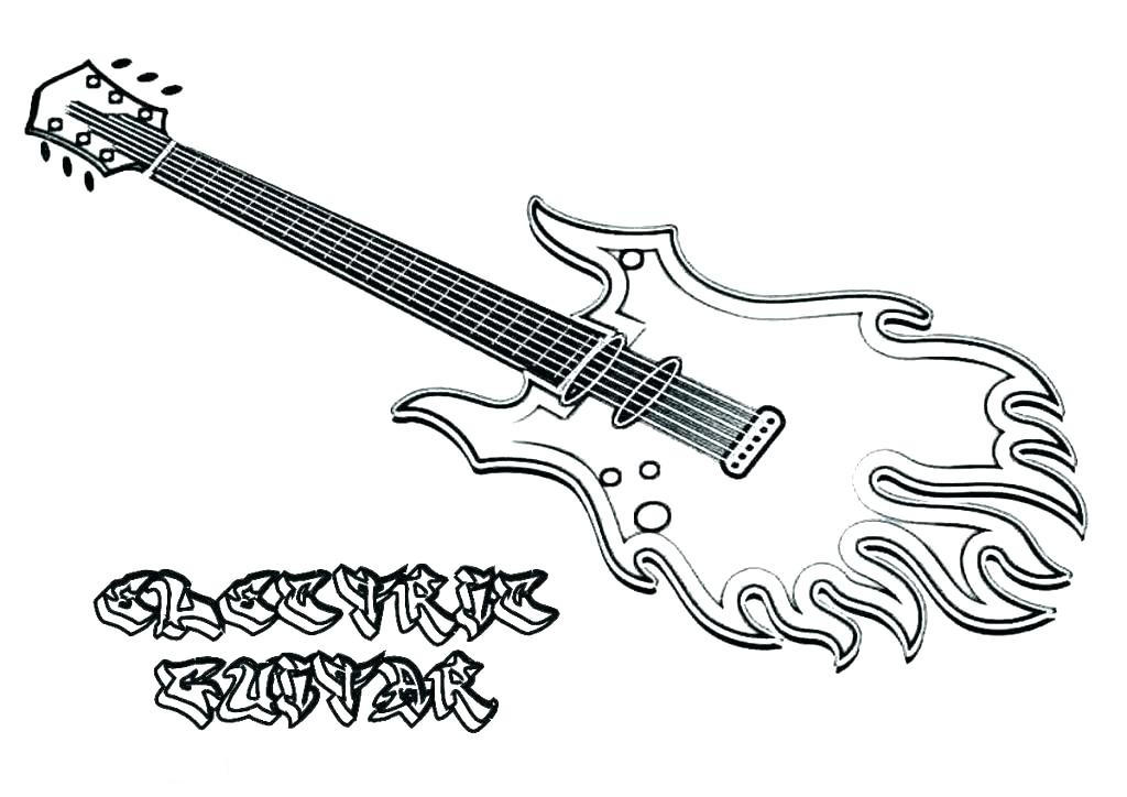 Desenho deFogo Guitarra Elétrica para colorir