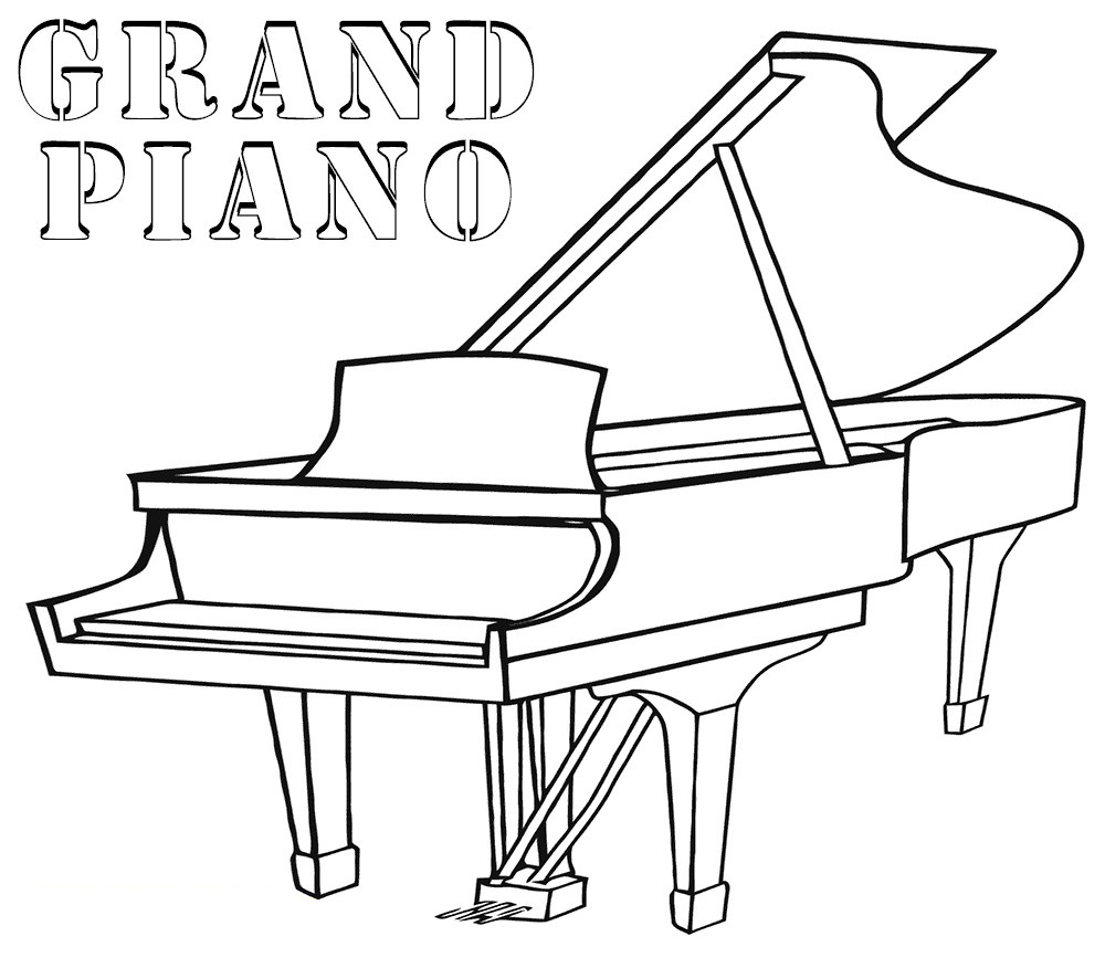 Desenho de Piano de Cauda para colorir