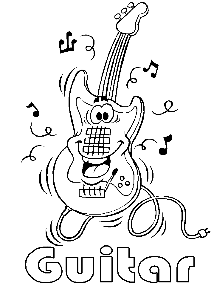 Desenho deGuitarra Dos Desenhos Animados para colorir