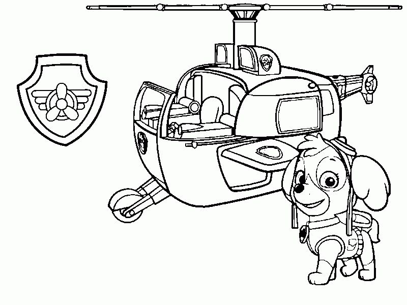 Desenho deCachorro E Helicóptero para colorir