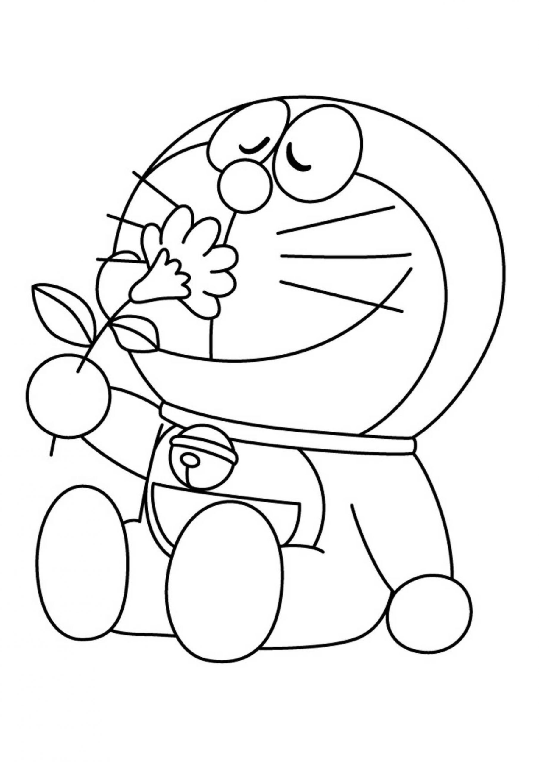 Desenho deDoraemon E Flor para colorir