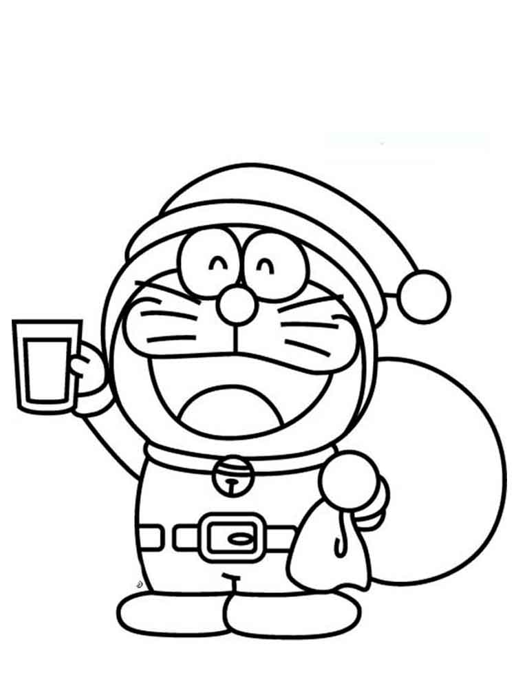 Desenho deDoraemon O Papai Noel para colorir