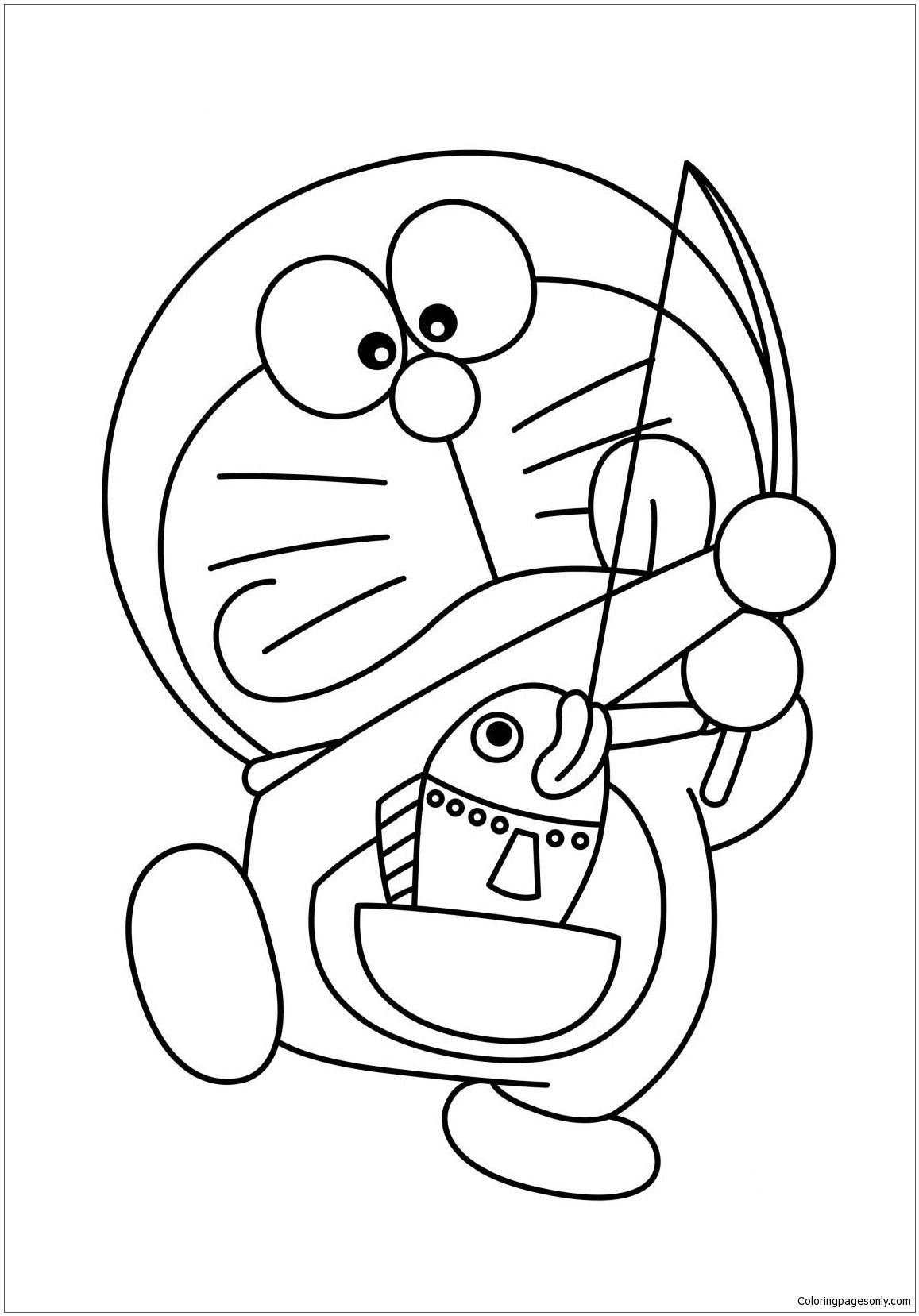 Desenho deDoraemon Vai Pescar para colorir