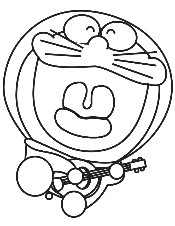 Desenho deDoraemon Cantando para colorir