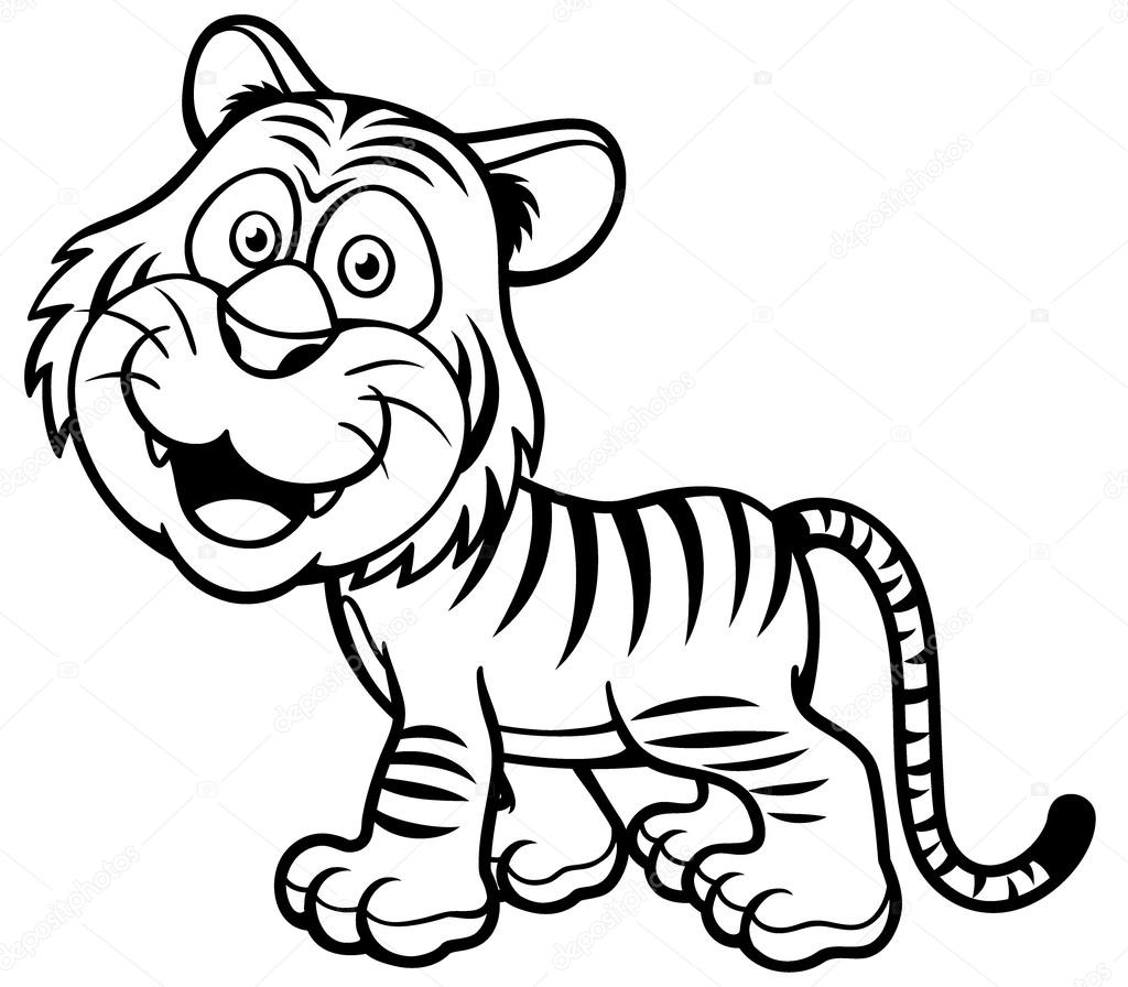 Desenho deTigre Engraçado para colorir