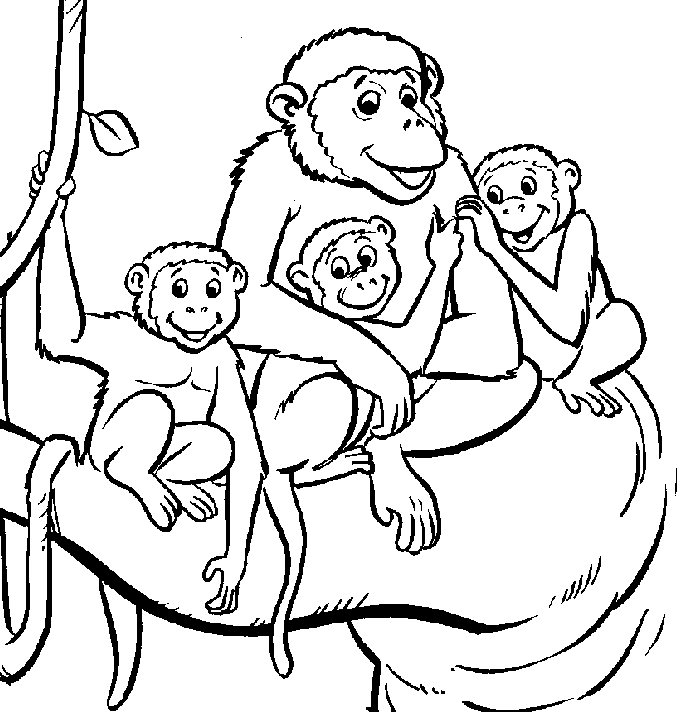 Desenho deFamília do Macaco para colorir