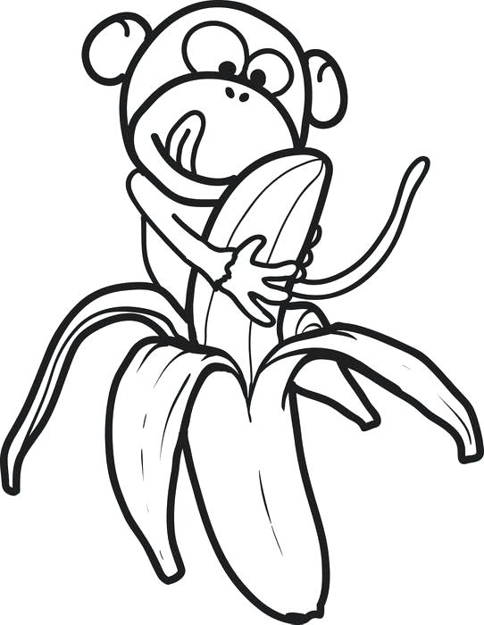 Desenho deMacaco e Banana Grande para colorir