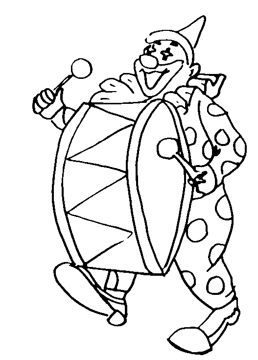 Desenho dePalhaço Tocando Tambor para colorir