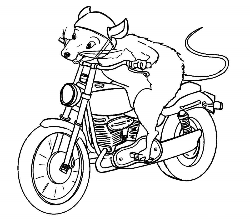 Desenho deRato com Moto para colorir