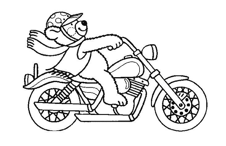 Desenho deUrso com Moto para colorir