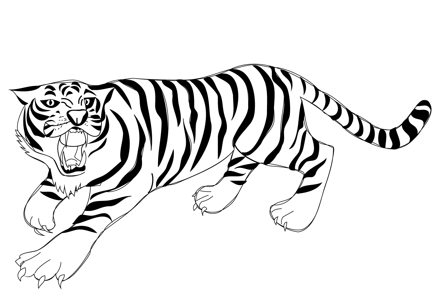 Desenho de Tigre Assustador para colorir