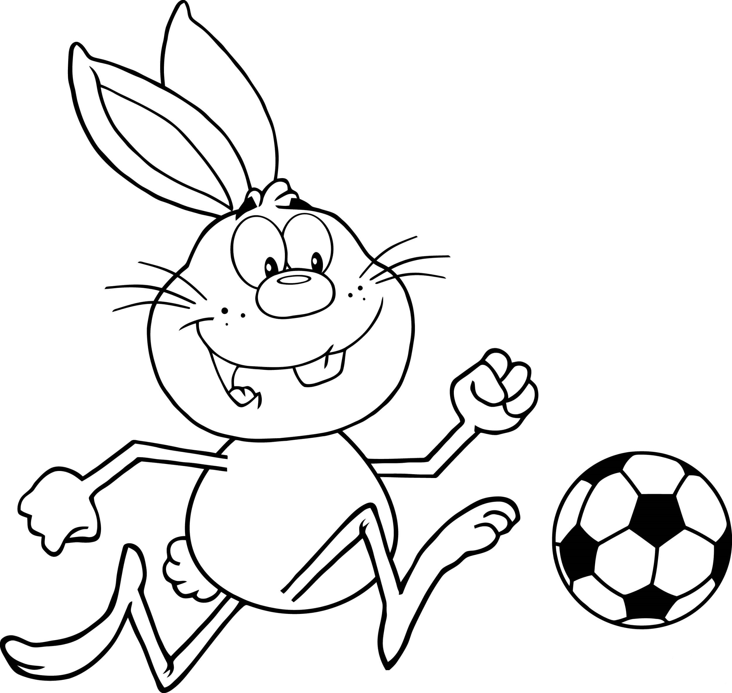 Desenho deCoelho Jogando Futebol para colorir