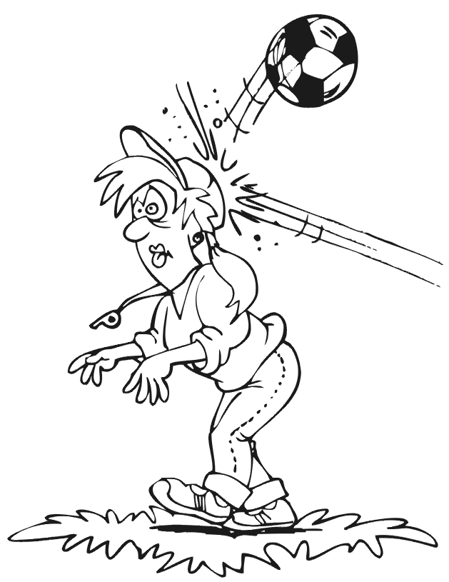 Desenho deA Bola Bateu no Treinador para colorir