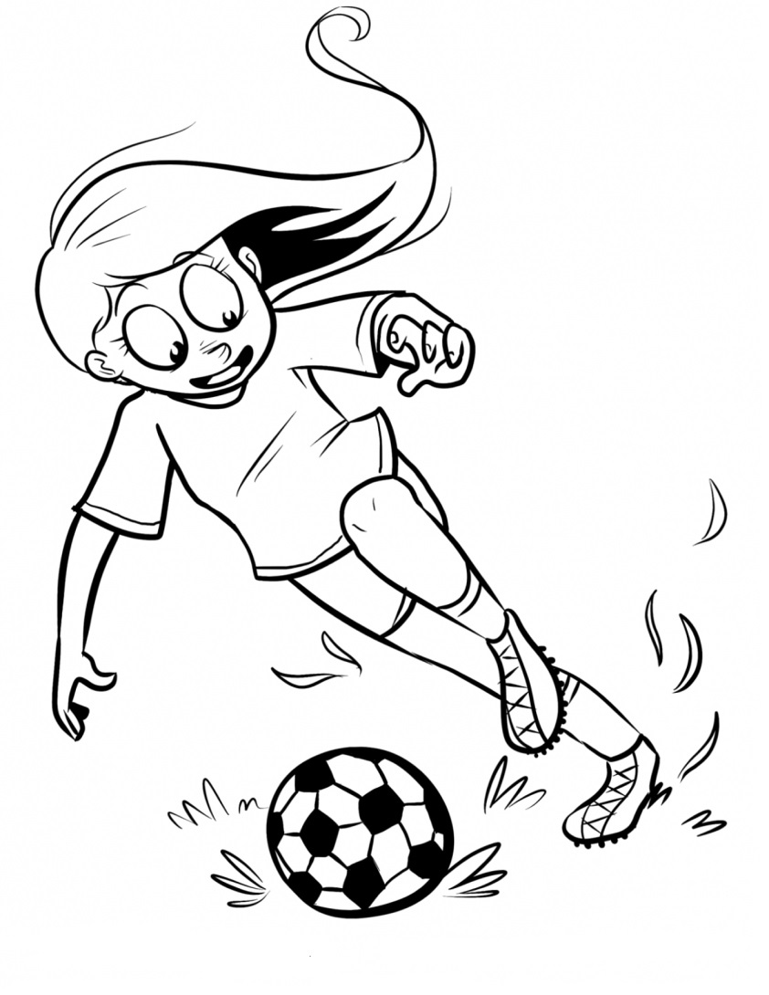 Desenho deMenina Jogando Futebol para colorir