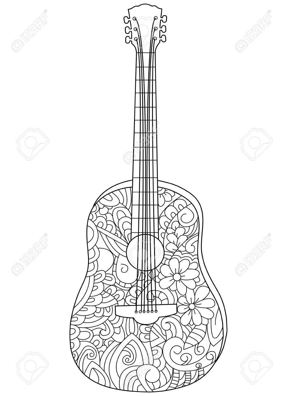 Desenho deViolino de Flores para colorir