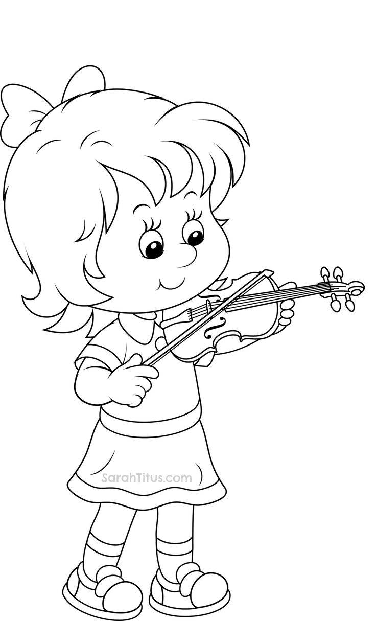 Desenho deMenina Tocando Violino para colorir